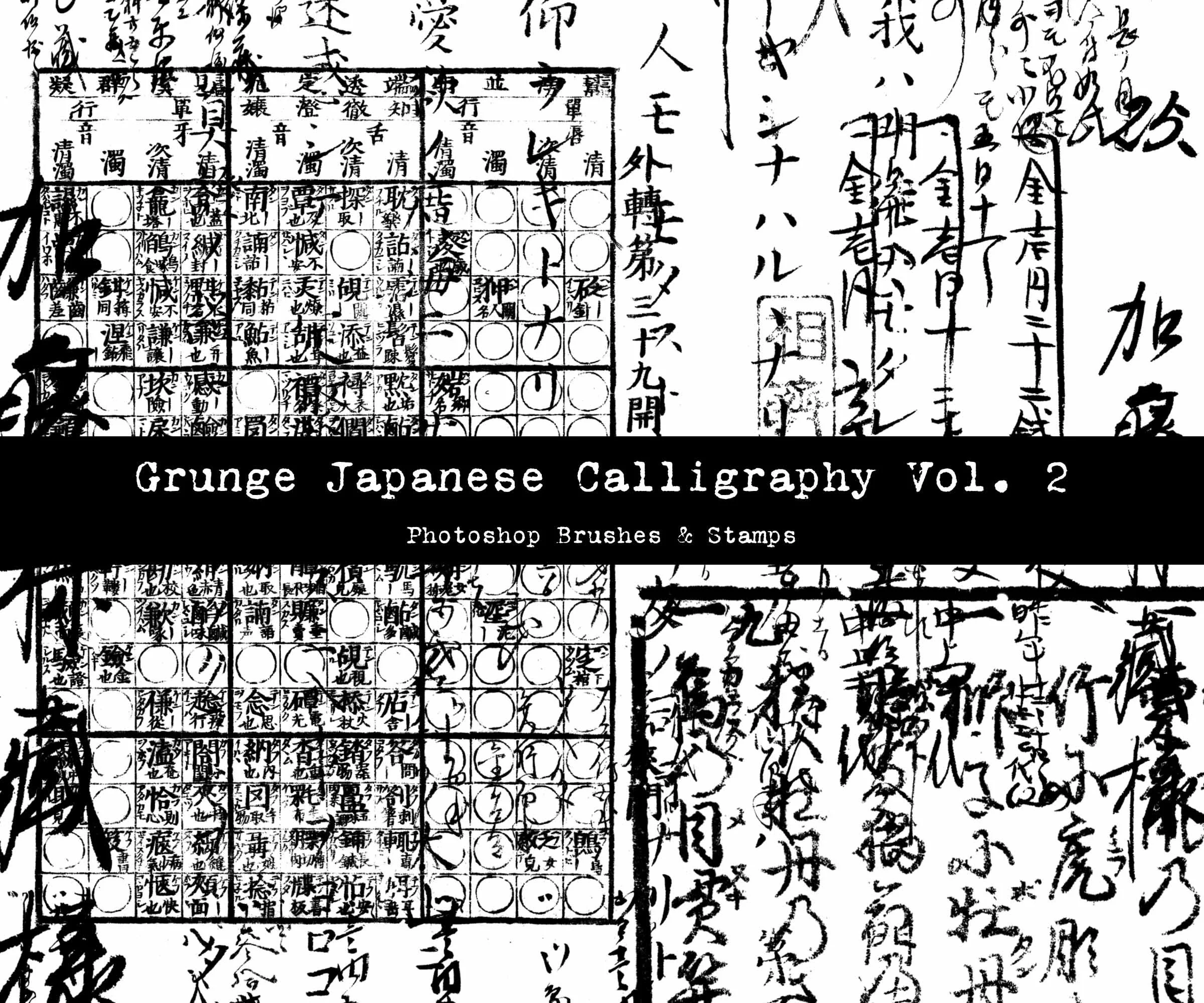 Grunge Japanese Calligraphy Vol. 2 Photoshop Brushes & Stamps
